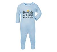 Silent Night holy Night [BCX] Baby Romper Jumpsuit with feet, 0-3 Months, Pastel Blue