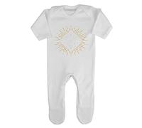 Silent Night holy Night Style 3 Metallic Baby Romper Jumpsuit with feet, 0-3 Months, White