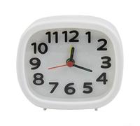 Silent Night Light Quartz Alarm Clock Battery Operated with No Tick Sound Perfect for Bedside and Dorm Room Use (White)