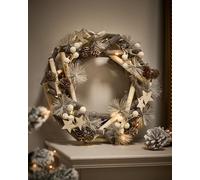Silent Night Light Up Festive Decor Autumn-Winter Wreath Front Door Christmas Wreath 30cm Dibor White One Size