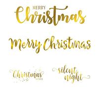 Silent Night Merry Christmas Greetings Words Metal Emboss Die Hot Foil Plates 4 PCS Set for DIY Scrapbooking Embossing Stencil Template Craft Cardmaking Gift Greeting Cards