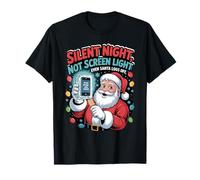 Silent Night No Screen Light Santa Christmas Family Night T-Shirt