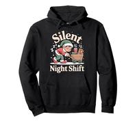 Silent Night Shift Funny Elf Xmas Boys Girls Kids Pullover Hoodie
