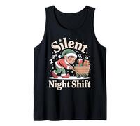 Silent Night Shift Funny Elf Xmas Boys Girls Kids Tank Top