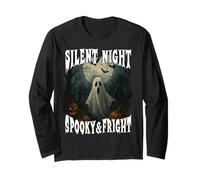 Silent Night Spooky and Fright Happy Halloween Ghost Moon Long Sleeve T-Shirt