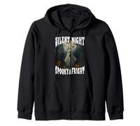 SILENT NIGHT SPOOKY AND FRIGHT Happy Halloween ghost moon Zip Hoodie