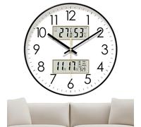 Silent Non-Ticking Wall Clock, Glow in The Dark Wall Clock, 10/12/14 Inch High Precision Night Light Wall Clock with Large Digital Display and Calendar