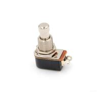 Silent Operation Foot Switch For Guitar Pedals Metal Push Button Stomp Controller With 2 Pin Terminals Compact Design For Effect Units Long Lasting Cast Aluminum Build Black And Silver Finish Standard
