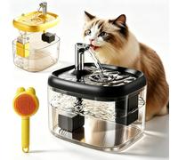 Silent Pet Drinking Dispenser with Food-Grade Pet Bowl - 1.5l Ultra-Ouiet Dog Water Fountain with 6 Filter Cotton, Dog Water Bowl Dispenser for Cats & Dogs, Transparent Water Level Window (Black)