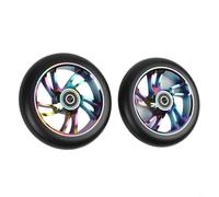 Silent PU Scooter Wheels 120mm with ABEC-9 Bearings, High Rebound Shock-Absorbing Replacement, for Kick Pro Freestyle Scooters, Aluminium Core, ABEC9 Bearings, for Speed(Seven colors)