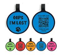 Silent QR Code ID Tag for Dogs & Cats - Blue Round Silicone Dog ID Tag with Instant Pet Location Alert via Email