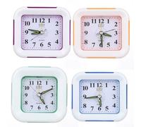 Silent Quartz Alarm Clock with Night Light and Easy to Read Dial, Small Size for Bedside Table with Snooze and Stable Anti Slip Base (Purple)