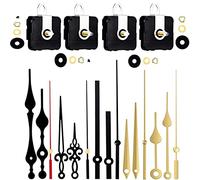 Silent Quartz Clock Movement, 4 Kinds of Shaft Clock Covement Long and Short Shaft Clock Mechanism with Hands Battery Powered, Wall Clock Mechanism Parts Motor Replacement DIY Repair Parts Black&Gold