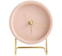Silent Quartz Metal Desk Clock 16.5cm Non-Ticking(Powder)