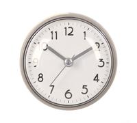 Silent Quartz Sucker Wall Clock, Anti-Fog Waterproof Design for Kitchen Bathroom, On Glass Mirror, Quiet, Compact 7.5cm(khaki)