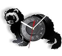 Silent Quartz Wall Clock Ferret Silhouette Vinyl Wildlife Woodland Animal Vintage Design Wall Watch Animal Lovers Arabic Numerals