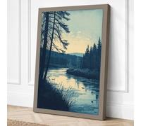 Silent River at Dusk Canvas Wall Art Print 30x20 Inch (76 x 51 cm)