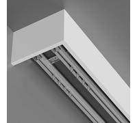 Silent Roller Double Main Track System with Pelmet Box - 9.2ft White Aluminum Alloy Ceiling/Walls Rail for Bedrooms & Living Rooms - Easy Installation Smooth Operation