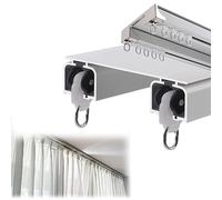 Silent Rolling Ceiling Track System - Double Aluminum Curtain Rod with 2 Channels Easy-Glide Wheels for Smooth Movement White Track for Home Decor Ideal for Curtains and Drapes