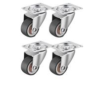 Silent Rubber Casters 1-2 Inch Casters Set Of 4 Rubber Small Caster Wheels For Heavy Duty Furniture Cabinets Mini Castors No Noise Smooth Swivel Wheel(2 Fixed 2 Movable,1.25 inch)