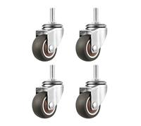Silent Rubber Furniture Wheels 4 Pack Universal M6 M8 M10 Casters with Screw 3 Inch Heavy Duty Replacement Wheels Home Components with Brake Option.