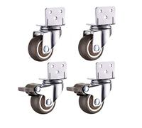Silent Rubber Swivel Casters 1.5"/2" (50mm), Universal with Brake, L-Shaped Socket, 120kg Load Capacity, Ideal for Office Furniture, Tables, Shelves