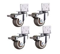 Silent Rubber Swivel Casters 1.5"/2" (50mm) with Brake, Universal L-Shaped Socket, 120kg Load Capacity, Perfect for Office Furniture, Tables & Shelves