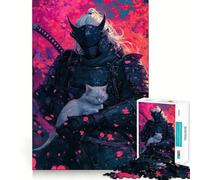 Silent Samurai ﹨u Cat for Adults 1000 Piece Puzzle Mind Exercise Toy Gentle Leisure Design Assembly Seasonal Gift 38x52cm
