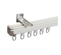 Silent Shower Curtain Rod with Stainless Steel Pulley Rust-Free 300CM Length for Bathtub Window and Closet White Adjustable Curtain Track System