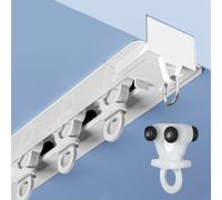 Silent Sliding Aluminum Curtain Rails Recessed Ceiling Track Rod Easy Install for Bedroom RV Living Room Office Space Divider - 5.24FT (2x0.8m) White