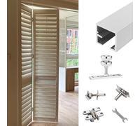 Silent Sliding Bifold Door Track with Hardware, Aluminum Alloy Bifold Door Rail, Folding Guide Replacement Set for Wooden Door, Open on One Side(2 Doors,230cm/90.6in)