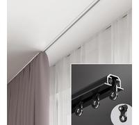 Silent Sliding Curtain Rod 5.8m Adjustable Metal Support for Kitchen Bathroom Easy Installation Stylish Black Finish Perfect for Modern Home Decor