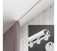 Silent Sliding Curtain Track Sturdy Metal Support Easy Install Ideal for Kitchen & Shower White Finish Smooth Operation Design