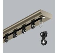 Silent Sliding Curtain Track System - 200cm Aluminum Alloy Ceiling Rail for Room Dividers & Bay Windows Complete Kit for Shower Curtains - Champagne Finish (6.6ft)