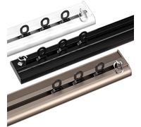 Silent Sliding Curtain Track System, Ceiling Invisible Curtain Rod, Ceiling Mounted Ultra-Thin Curtain Tracks for Living Room/Bedroom/Bathroom for Privacy in Open Rooms(White,280cm(9.2ft))
