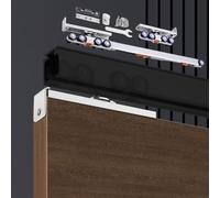 Silent Sliding Door Track for 3-5cm Thick, Smooth Pocket Door Track Hardware with Soft Close Feature, Heavy Duty Metal Single Wooden Door Rail(Black,80in/203cm)