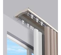 Silent Sliding Double Drop Ceiling Track Heavy-Duty Aluminum Rail for Drapes & Room Dividers Easy Installation Champagne Finish 3.8m (12.5ft)