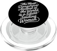 Silent Smiling Woman Most Dangerous Animal - PopSockets PopGrip for MagSafe