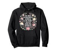 Silent Smiling Woman Most Dangerous Animal - Pullover Hoodie