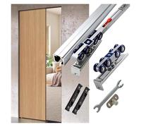 Silent Soft Close Sliding Door Hardware Kit - Anti-Slam Smooth Glide Track System Adjustable Wall/Ceiling Mount Soft Open Mechanism 90cm (35.4in) Silver Finish.