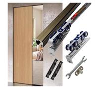 Silent Soft Close Sliding Door Hardware Kit - Anti-Slam Smooth Glide Track System Wall/Ceiling Mount Cut-to-Size (Champagne 110cm/43.3in) for Effortless Opening & Closing