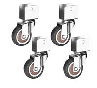 Silent Soft Rubber Casters Wheels 1/1.5/2 Inch - 4pcs U-Shaped Swivel Furniture Casters with Brake for Smooth Rolling Cabinet Replacement (1 Inch, 18mm)