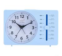 Silent Sweep Second Hand Square Quartz Alarm Clock with Dual Analog Digital Display Battery Powered with Weekday Alarm Function for Reliable Up (B)