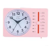 Silent Sweep Second Hand Square Quartz Alarm Clock with Dual Analog Digital Display Battery Powered with Weekday Alarm Function for Reliable Up (C)