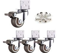 Silent Swivel Caster Wheels for Cribs L-Bracket Mount Rubber Furniture Wheels with Brakes 65kg Capacity 4 Pack with 25mm Screws (4 Brakes) - Smooth Mobility & Stability