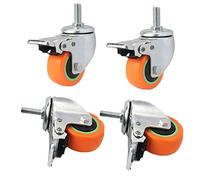 Silent Swivel Casters for Furniture 50mm M10 Thread Load Capacity 120kg Anti Slip Nylon ABS Wheels Perfect for Antique Trunks and Carts (Set of 4 with Brake)