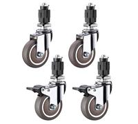 Silent Swivel Casters with Brake for Stainless Steel Furniture Legs - Durable Rubber Rolling Wheels for Carts, 180kg Capacity, 25mm or 30mm Size