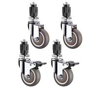 Silent Swivel Casters with Brake for Stainless Steel Furniture Legs - Durable Rubber Rolling Wheels for Carts, 180kg Capacity, 25mm or 30mm Size
