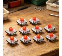Silent Tactile Keyboard Switches 10Pack Low Profile Design(Red) | Low profile 5.3mm height, silent operation, linear feel, 10pcs pack, sl esthetic design