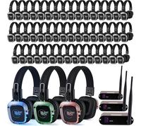 Silent Tech Silent Disco in a Box - 50 LED Wireless Headphones, 3 Channel Transmitters, Plug & Play for Smartphones, Laptops, Tablets, 10 Hour Battery, 500-Yard Range - Silent Disco Headphone System